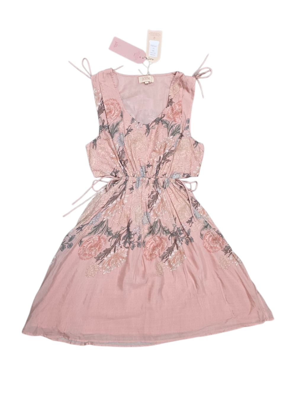 Floral Tie-Shoulder Mini Dress - Pink